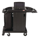 Suncast Commercial® Compact Premium Housekeeping Cart, Plastic, 1 Shelf, 23.25" x 53.22" x 53.06", Black (SUAHKCCH200) Each