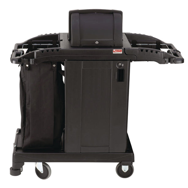 Suncast Commercial® Compact Premium Housekeeping Cart, Plastic, 1 Shelf, 23.25" x 53.22" x 53.06", Black (SUAHKCCH200) Each