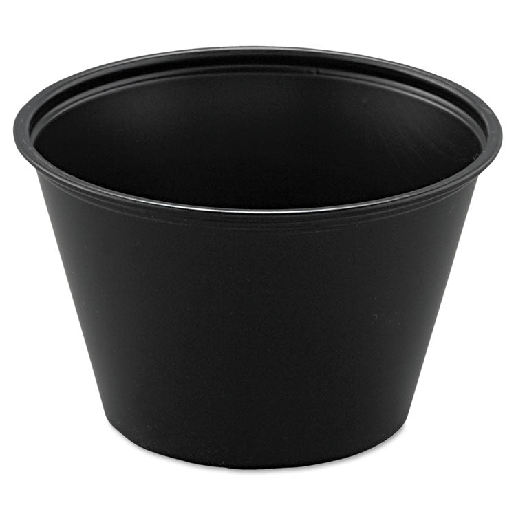 Dart® Polystyrene Portion Cups, 4 oz, Black, 250/Bag, 10 Bags/Carton (DCCP400BLK) Case of 2500