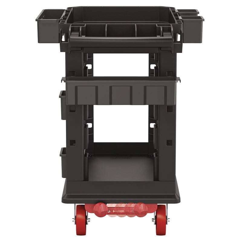 Suncast Commercial® Heavy Duty Plus Utility Cart, Plastic, 2 Shelves, 6 Bins, 500 lb Capacity, 19.5" x 41.78" x 34.81", Black (SUAPUCHD1937) Each