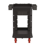 Suncast Commercial® Heavy Duty Plus Utility Cart, Plastic, 2 Shelves, 6 Bins, 500 lb Capacity, 19.5" x 41.78" x 34.81", Black (SUAPUCHD1937) Each