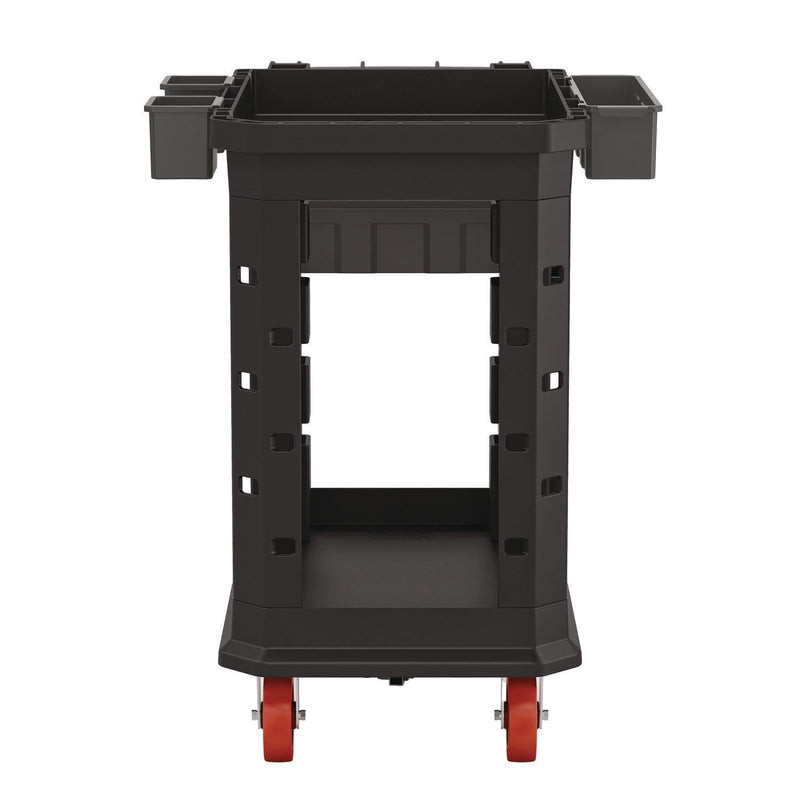 Suncast Commercial® Heavy Duty Plus Utility Cart, Plastic, 2 Shelves, 6 Bins, 500 lb Capacity, 19.5" x 41.78" x 34.81", Black (SUAPUCHD1937) Each