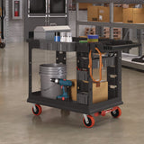 Suncast Commercial® Heavy Duty Plus Utility Cart, Plastic, 2 Shelves, 6 Bins, Capacity, 26.5" x 48.78" x 34.81", Black (SUAPUCHD2645) Each