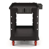 Suncast Commercial® Heavy Duty Plus Utility Cart, Plastic, 2 Shelves, 6 Bins, Capacity, 26.5" x 48.78" x 34.81", Black (SUAPUCHD2645) Each