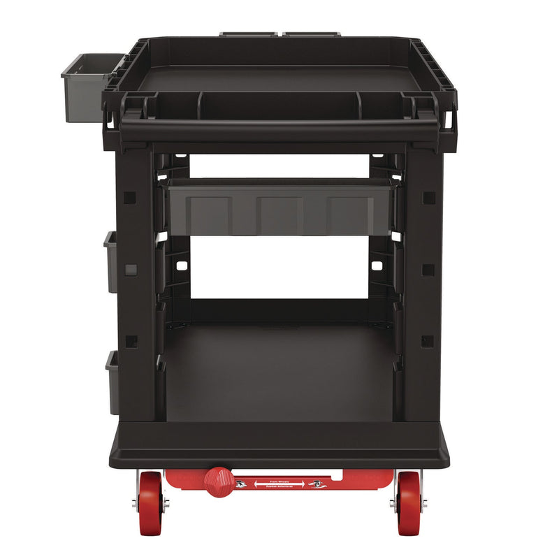 Suncast Commercial® Heavy Duty Plus Utility Cart, Plastic, 2 Shelves, 6 Bins, Capacity, 26.5" x 48.78" x 34.81", Black (SUAPUCHD2645) Each