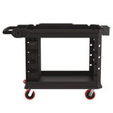 Suncast Commercial® Heavy Duty Plus Utility Cart, Plastic, 2 Shelves, 6 Bins, Capacity, 26.5" x 48.78" x 34.81", Black (SUAPUCHD2645) Each