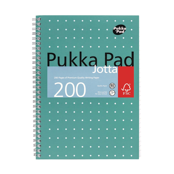 PUKKA PAD® B5 Size Notebook, 1 -Subject, Medium/College Rule, Green Cover, (100) 9.8 x 6.9 Sheets, 3/Pack (PUK8520MET) Pack of 3