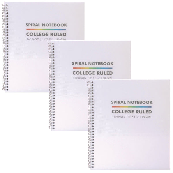 PUKKA PAD® Letter Size Notebook, 1-Subject, Medium/College Rule, White Cover, (80) 11 x 8.5 Sheets, 3/Pack (PUK9758BAS) Pack of 3