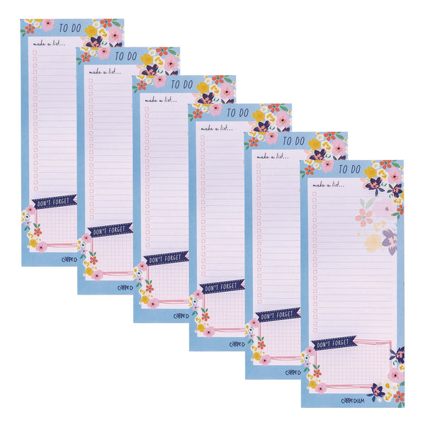 PUKKA PAD® Magnetic To Do List, Unruled, 60 Multicolor Floral, 3.5 x 8.5 Sheets, 6/Pack (PUK9206CD) Pack of 6