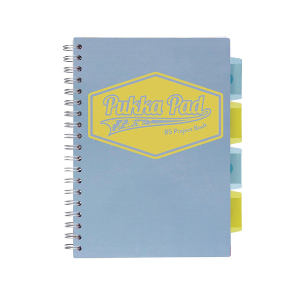 PUKKA PAD® B5 Size Project Book, 4 -Subject, Medium/College Rule, Assorted Cover Colors, (100) 9.8 x 6.9 Sheets, 3/Pack (PUK3032PST) Pack of 3