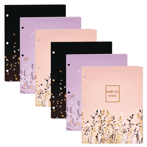 Two-Pocket Portfolio Folder, 1" Capacity, 9.6 x 11.9, Assorted Floral, 6/Pack (PUK9108ROC) Pack of 6