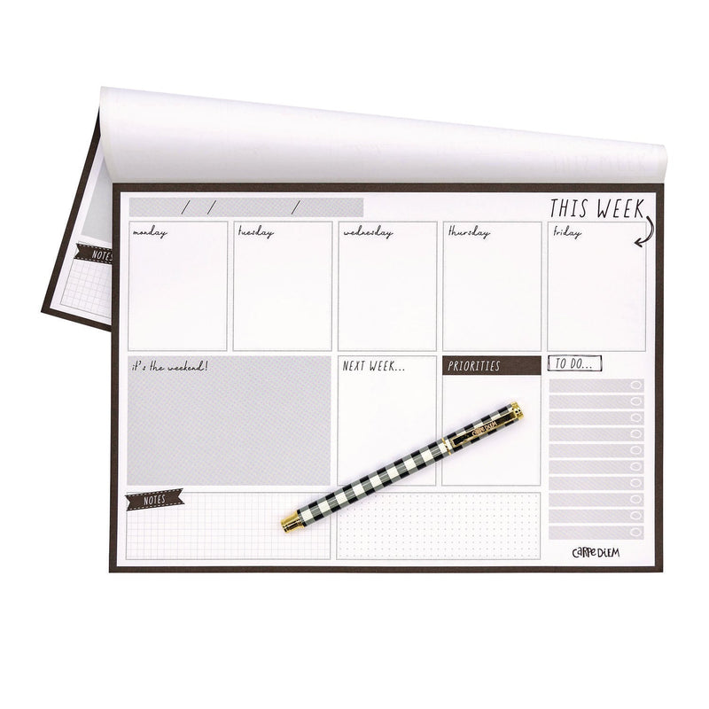 Weekly Planner Pad, 8.27 x 11.61, White/Black Sheets, 50-Weeks: Undated (PUK9120CD) Pack of 6