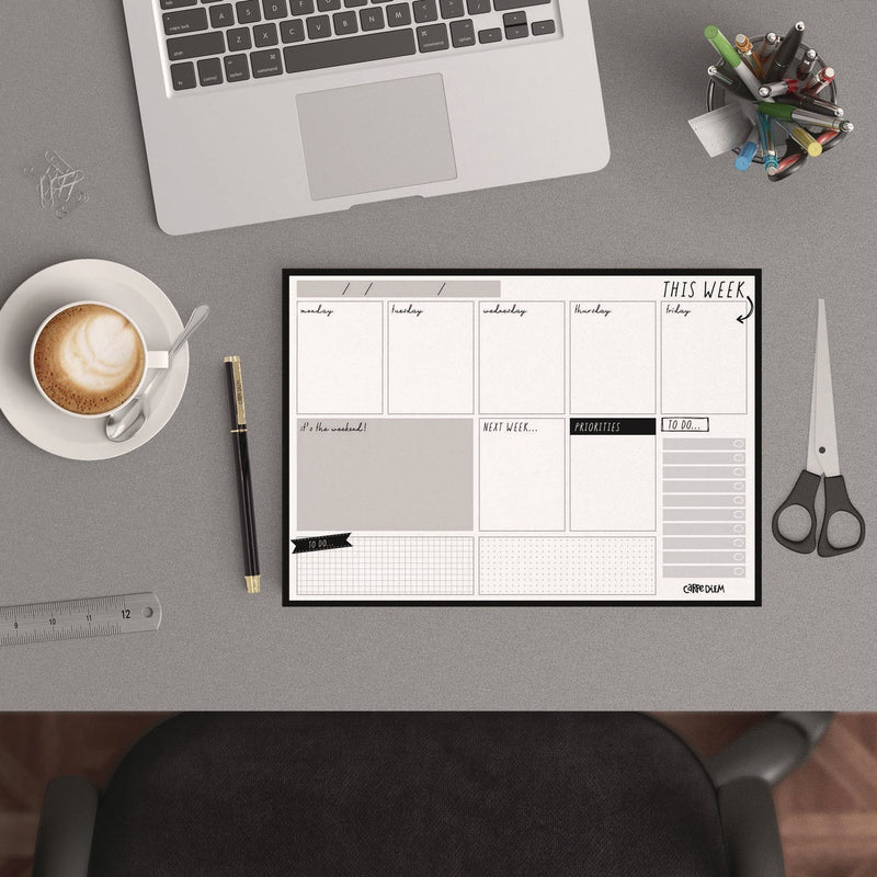 Weekly Planner Pad, 8.27 x 11.61, White/Black Sheets, 50-Weeks: Undated (PUK9120CD) Pack of 6