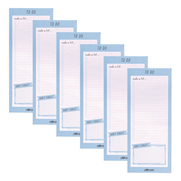 PUKKA PAD® Magnetic To Do List, Unruled, 60 Blue/White 3.5 x 8.5 Sheets, 6/Pack (PUK9176CD) Pack of 6