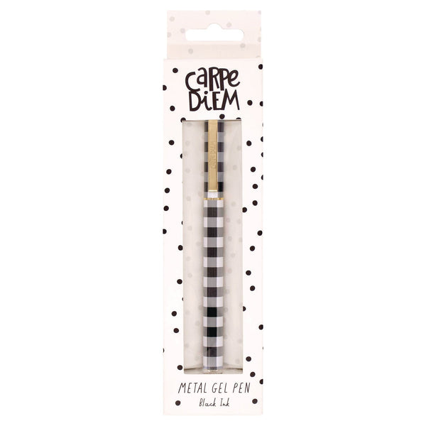 PUKKA PAD® Carpe Diem All Metal Gel Pens Gel Pen, Stick, Medium 0.7 mm, Black Ink, Black/White Check Barrel, 6/Pack (PUK9186CD) Pack of 6