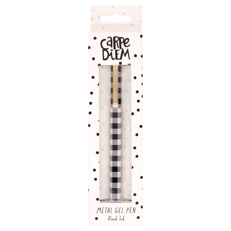 PUKKA PAD® Carpe Diem All Metal Gel Pens Gel Pen, Stick, Medium 0.7 mm, Black Ink, Black/White Check Barrel, 6/Pack (PUK9186CD) Pack of 6