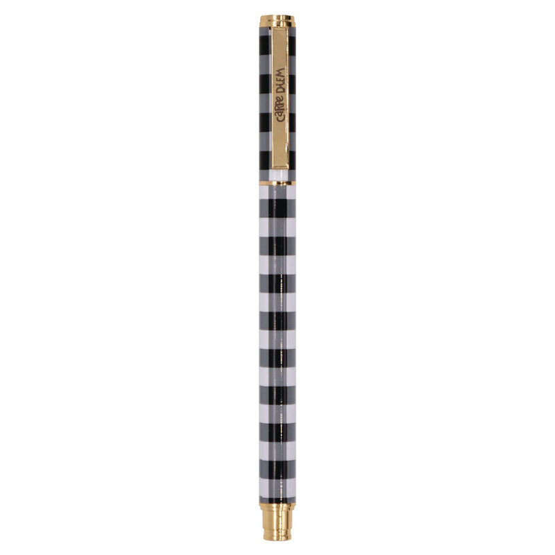 PUKKA PAD® Carpe Diem All Metal Gel Pens Gel Pen, Stick, Medium 0.7 mm, Black Ink, Black/White Check Barrel, 6/Pack (PUK9186CD) Pack of 6