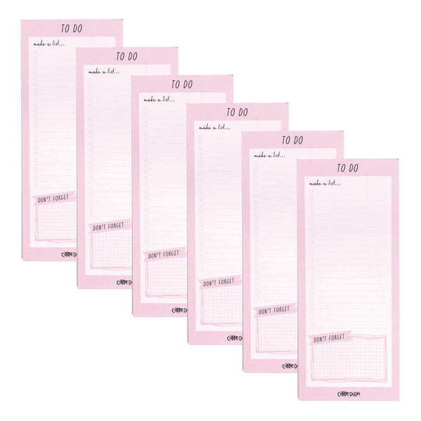 PUKKA PAD® Magnetic To Do List, Unruled, 60 Pink/White 3.5 x 8.5 Sheets, 6/Pack (PUK9161CD) Pack of 6