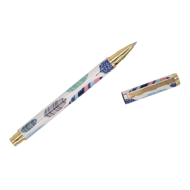 PUKKA PAD® Carpe Diem All Metal Gel Pens Gel Pen, Stick, Medium 0.7 mm, Black Ink, White/Blue/Green Feather Barrel, 6/Pack (PUK9213CD) Pack of 6
