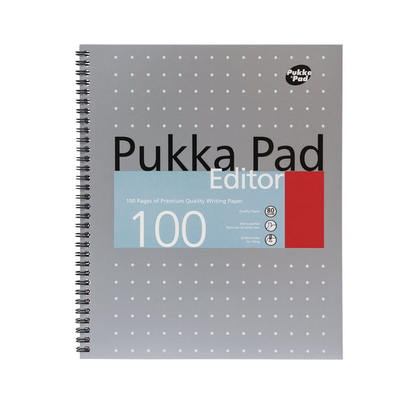 PUKKA PAD® Letter Size Notebook, 1-Subject, Medium/College Rule, Silver with White Dots Cover, (50) 11 x 8.5 Sheets, 3/Pack (PUK8750MET) Pack of 3