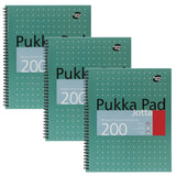 PUKKA PAD® Letter Size Notebook, 1-Subject, Medium/College Rule, Metallic Green with White Dots Cover, (100) 11 x 8.5 Sheets, 3/Pack (PUK8751MET) Pack of 3