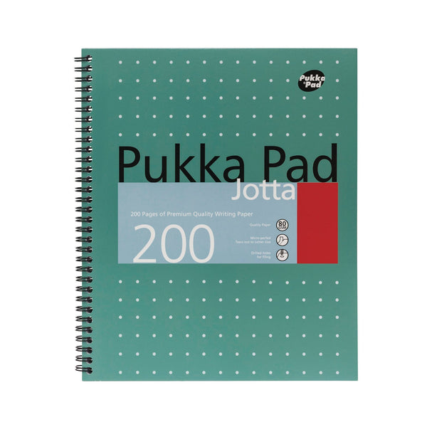 PUKKA PAD® Letter Size Notebook, 1-Subject, Medium/College Rule, Metallic Green with White Dots Cover, (100) 11 x 8.5 Sheets, 3/Pack (PUK8751MET) Pack of 3