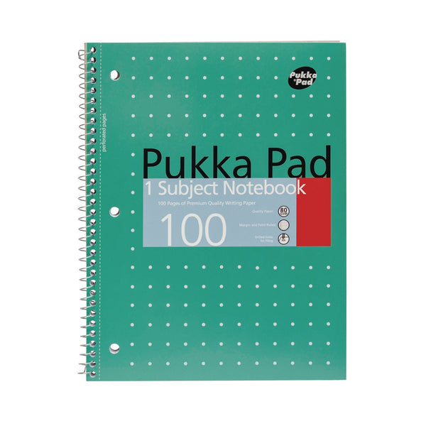 PUKKA PAD® Letter Size 1-Subject Notebook, Medium/College Rule, Metallic Green Cover with White Dots, (50), 10.5 x 8 Sheets, 3/Pack (PUK8795MET) Pack of 3
