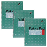 PUKKA PAD® Letter Size 1-Subject Notebook, Medium/College Rule, Metallic Green Cover with White Dots, (50), 10.5 x 8 Sheets, 3/Pack (PUK8795MET) Pack of 3
