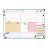 Weekly Planner Pad, Floral, 11.7 x 8.3, Blue/Pink/White/Yellow Cover, 12-Month, Undated, 6/Pack (PUK9208CD) Pack of 6