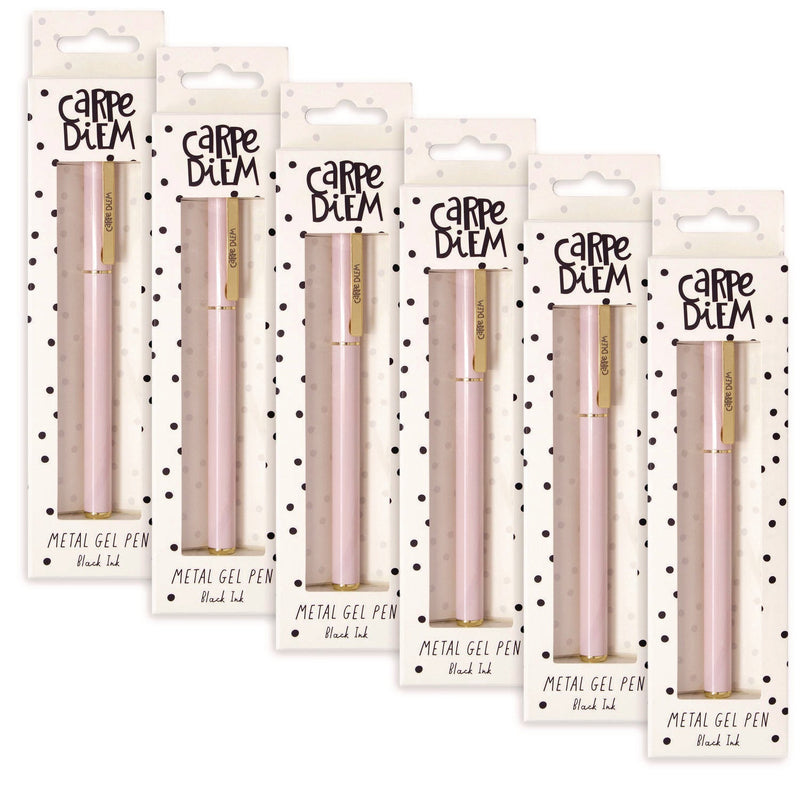 PUKKA PAD® Carpe Diem All Metal Gel Pens Gel Pen, Stick, Medium 0.7 mm, Black Ink, Pink Barrel, 6/Pack (PUK9157CD) Pack of 6