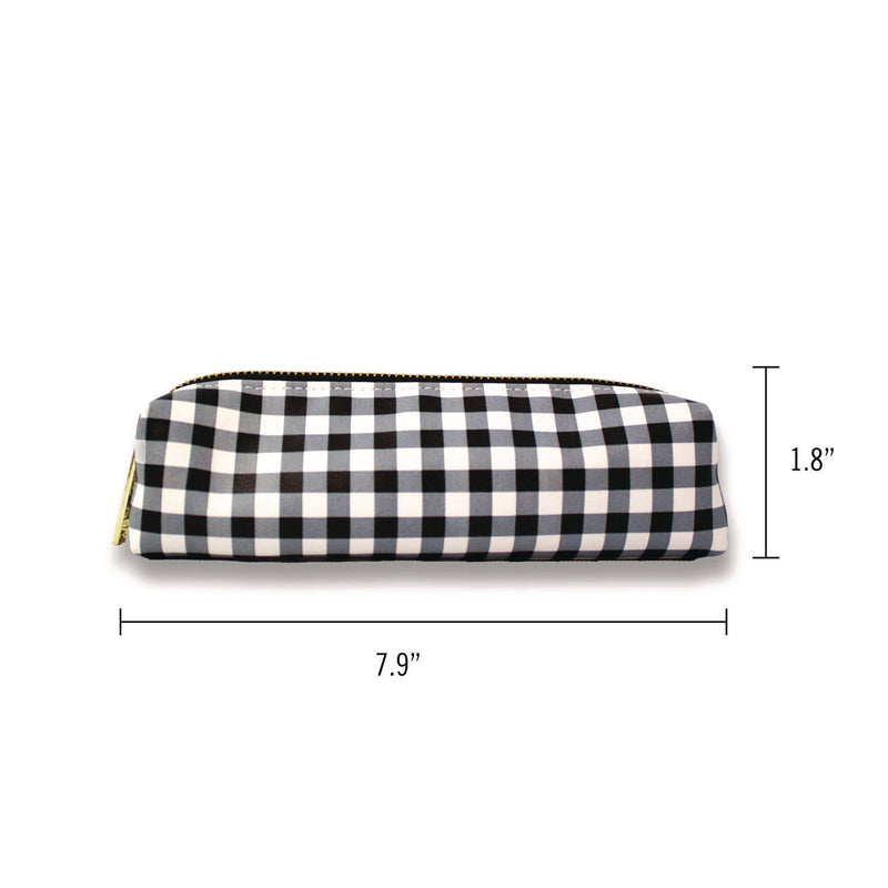 PUKKA PAD® Pencil Case, 7.9 x 2 x 2, Black and White Check, 6/Pack (PUK9185CD) Pack of 6