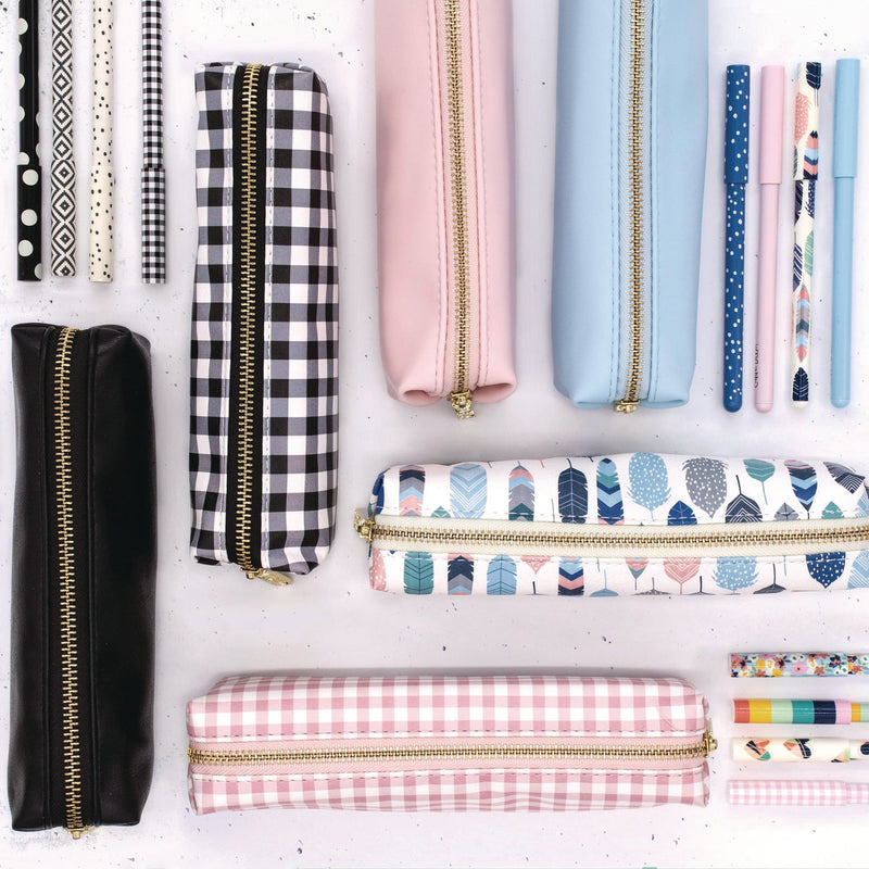 PUKKA PAD® Pencil Case, 7.9 x 2 x 2, Black and White Check, 6/Pack (PUK9185CD) Pack of 6