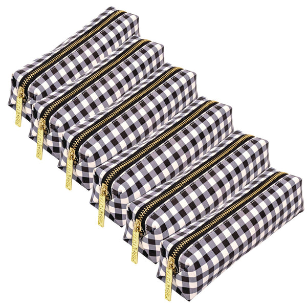 PUKKA PAD® Pencil Case, 7.9 x 2 x 2, Black and White Check, 6/Pack (PUK9185CD) Pack of 6