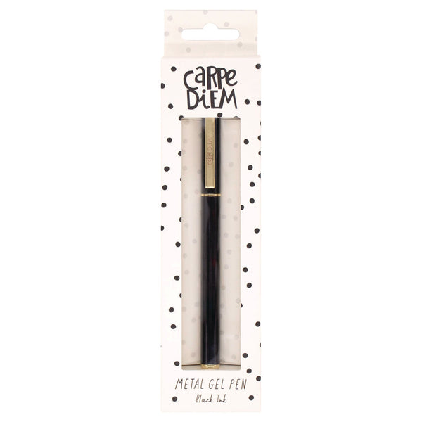 PUKKA PAD® Carpe Diem All Metal Gel Pens Gel Pen, Stick, Medium 0.7 mm, Black Ink, Black Barrel, 6/Pack (PUK9114CD) Pack of 6