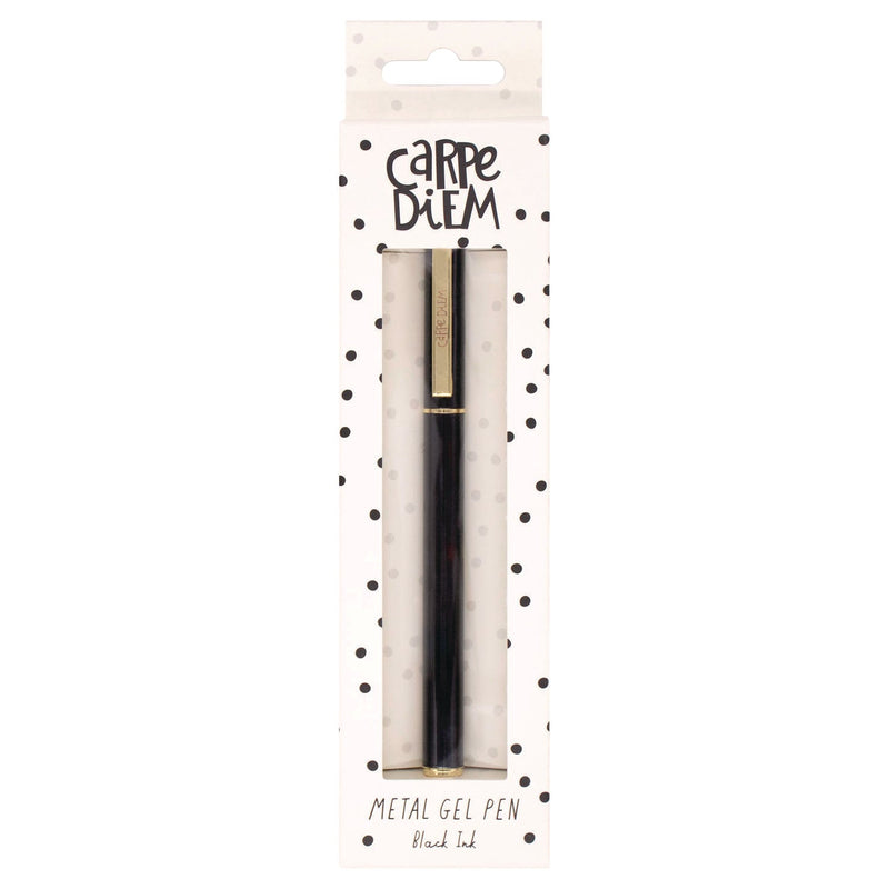 PUKKA PAD® Carpe Diem All Metal Gel Pens Gel Pen, Stick, Medium 0.7 mm, Black Ink, Black Barrel, 6/Pack (PUK9114CD) Pack of 6