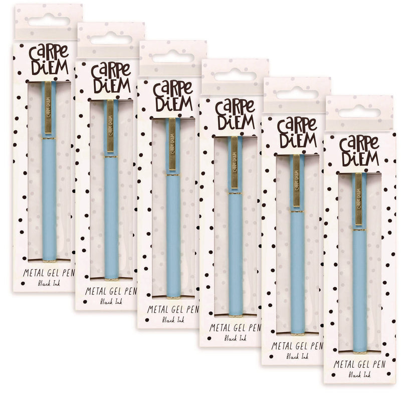 PUKKA PAD® Carpe Diem All Metal Gel Pens Gel Pen, Stick, Medium 0.7 mm, Black Ink, Blue Barrel, 6/Pack (PUK9171CD) Pack of 6