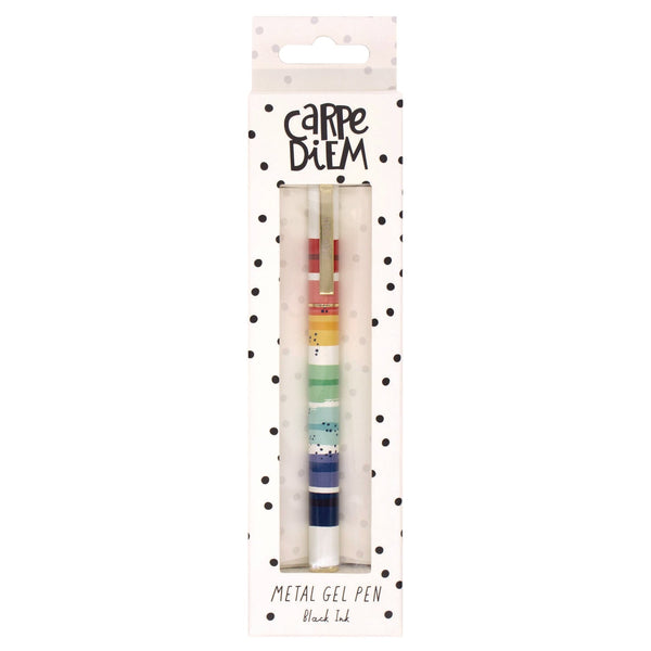 PUKKA PAD® Carpe Diem All Metal Gel Pens Gel Pen, Stick, Medium 0.7 mm, Black Ink, Color Wash Multicolor Barrel, 6/Pack (PUK9181CD) Pack of 6