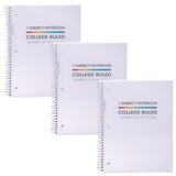 PUKKA PAD® Letter Size 1-Subject Notebook, Medium/College Rule, White Cover, (80) 10.5 x 8 Sheets, 3/Pack (PUK9759BAS) Pack of 3