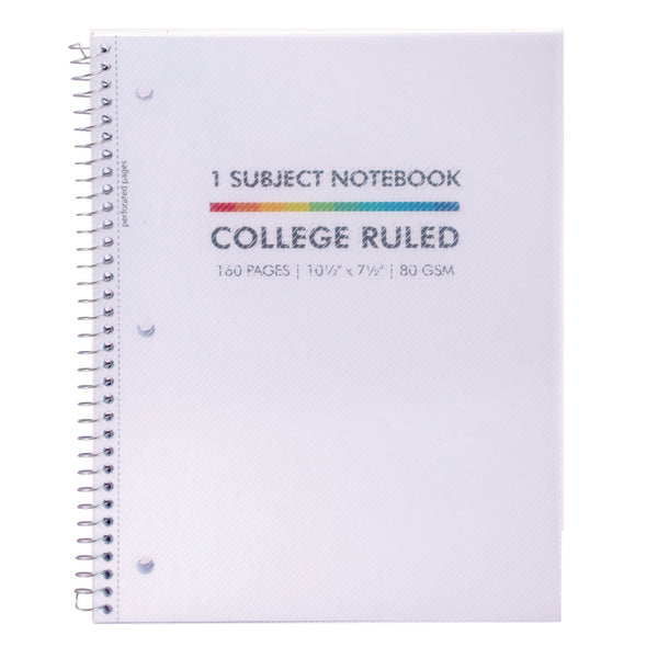 PUKKA PAD® Letter Size 1-Subject Notebook, Medium/College Rule, White Cover, (80) 10.5 x 8 Sheets, 3/Pack (PUK9759BAS) Pack of 3