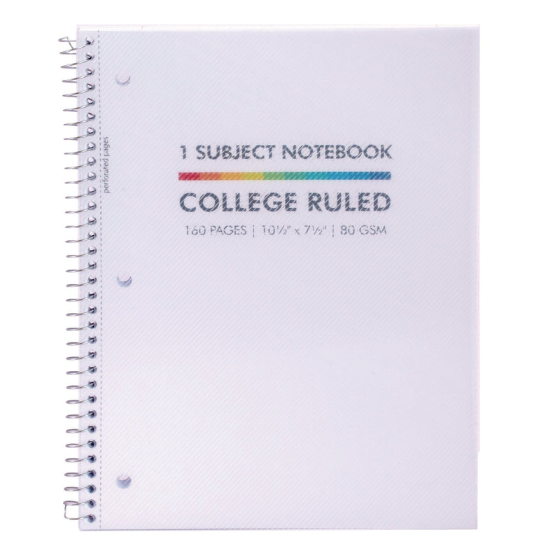 PUKKA PAD® Letter Size 1-Subject Notebook, Medium/College Rule, White Cover, (80) 10.5 x 8 Sheets, 3/Pack (PUK9759BAS) Pack of 3