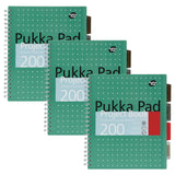 PUKKA PAD® Letter Size Project Book, 5-Subject, Medium/College Rule, Metallic Green with White Dots Cover, (100) 11 x 8.5 Sheets, 3/Pack (PUK8748MET) Pack of 3