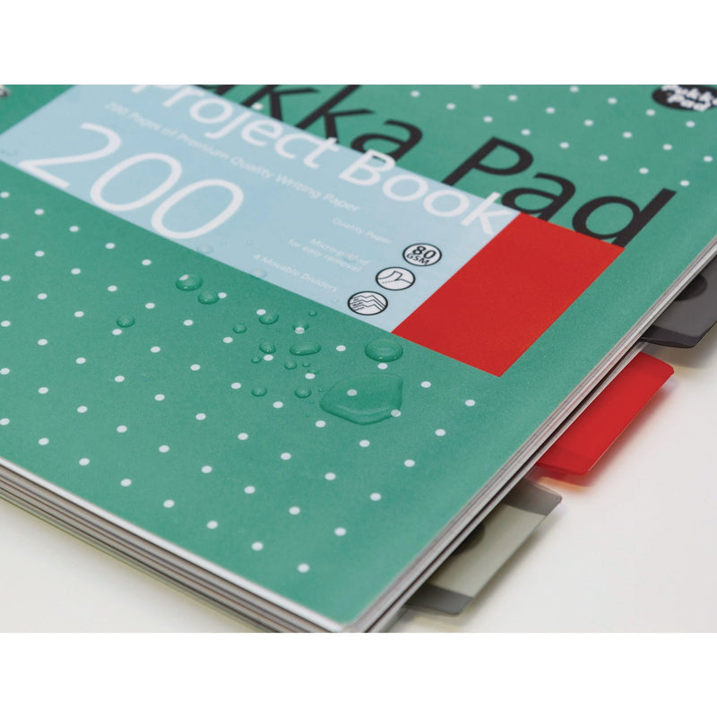 PUKKA PAD® Letter Size Project Book, 5-Subject, Medium/College Rule, Metallic Green with White Dots Cover, (100) 11 x 8.5 Sheets, 3/Pack (PUK8748MET) Pack of 3