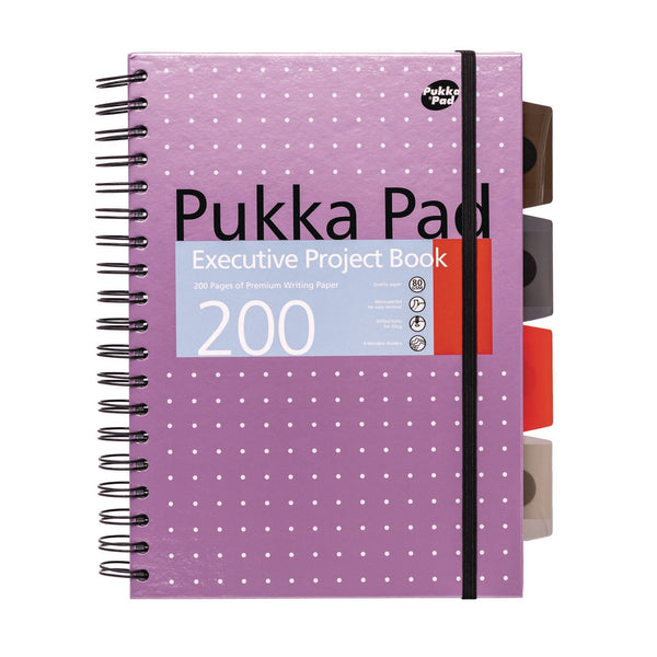 PUKKA PAD® B5 Size Project Book, 4-Subject, Medium/College Rule, Assorted Metallic Color/Dot Covers, (100) 9.8 x 6 Sheets, 3/Pack (PUK9589MET) Pack of 3