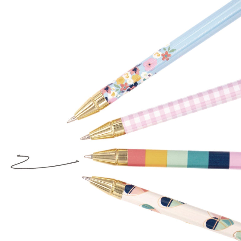 PUKKA PAD® Carpe Diem Ballpoint Pen, Stick, Medium 0.7 mm, Black Ink, Assorted Ditzy Floral Collection, 4 Pens/Pack, 6 Packs/Box (PUK9228CD) Box of 24