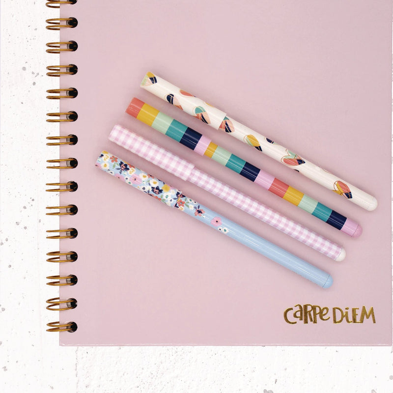 PUKKA PAD® Carpe Diem Ballpoint Pen, Stick, Medium 0.7 mm, Black Ink, Assorted Ditzy Floral Collection, 4 Pens/Pack, 6 Packs/Box (PUK9228CD) Box of 24