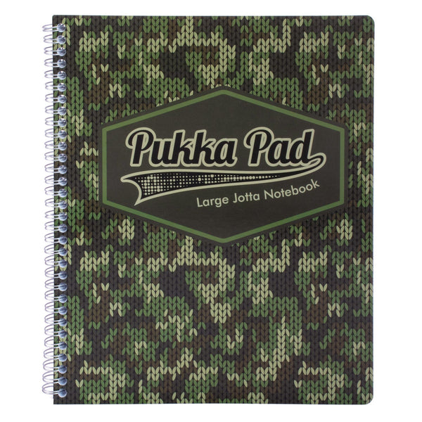 PUKKA PAD® Letter Size Notebook, 1-Subject, Medium/College Rule, Green/Black Camo Knit Cover, (100) 11 x 8.5 Sheets, 3/Pack (PUK9755CAM) Pack of 3