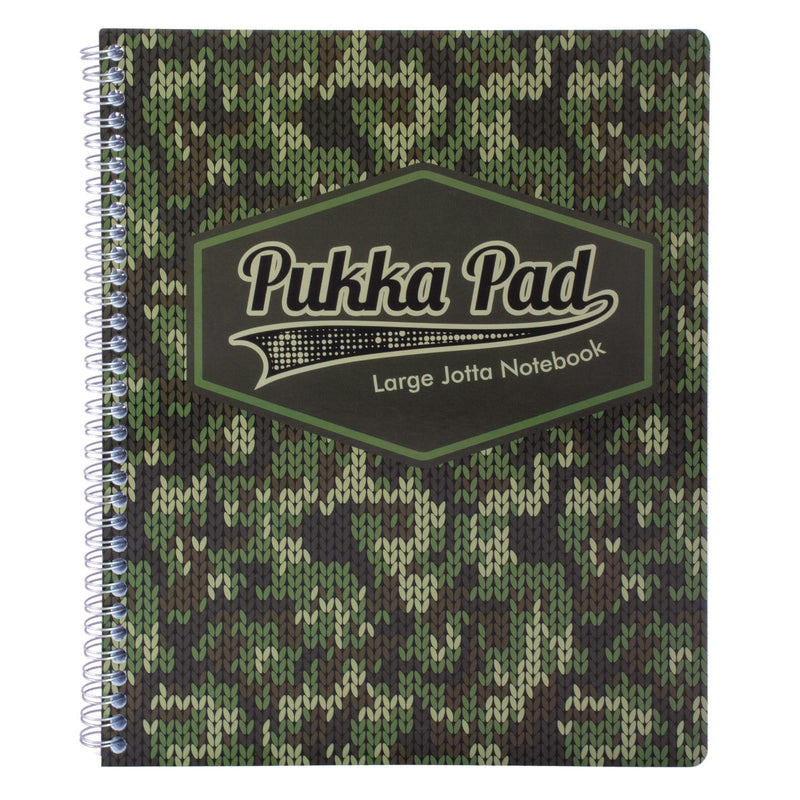 PUKKA PAD® Letter Size Notebook, 1-Subject, Medium/College Rule, Green/Black Camo Knit Cover, (100) 11 x 8.5 Sheets, 3/Pack (PUK9755CAM) Pack of 3