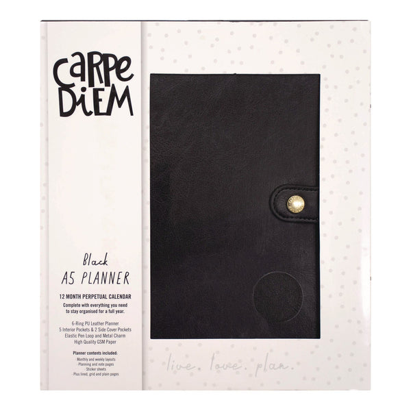 A5 Planner, 10.24 x 9.25, Black Cover, 12-Month (PUK9109CD) Each