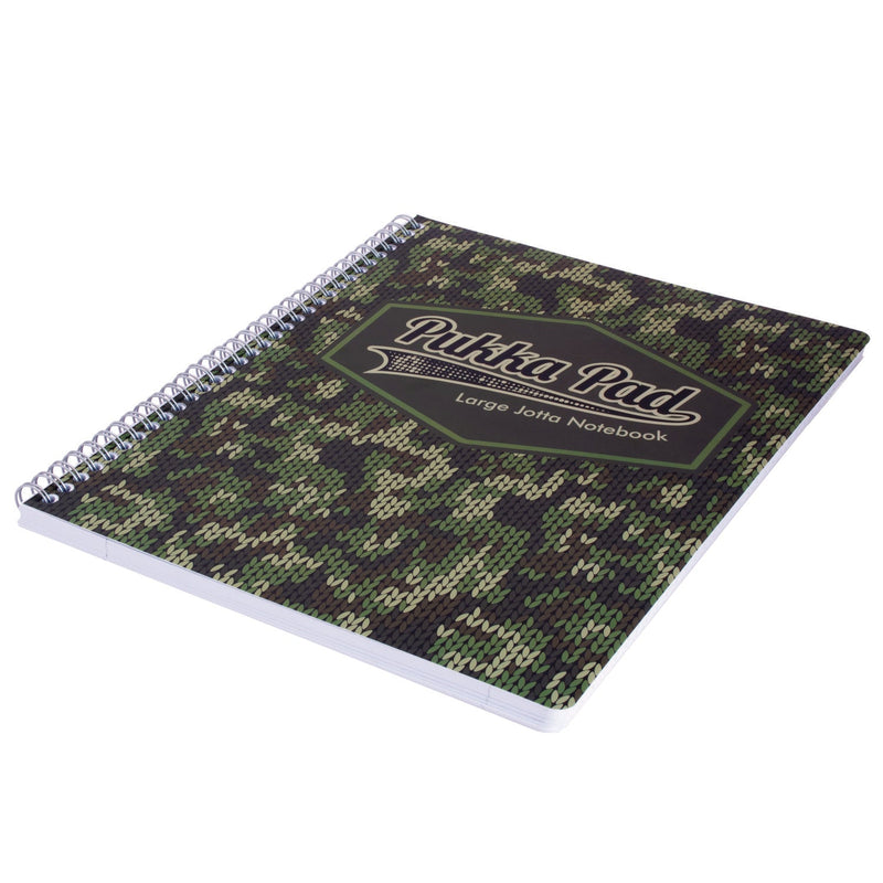 PUKKA PAD® Letter Size Notebook, 1-Subject, Medium/College Rule, Green/Black Camo Knit Cover, (100) 11 x 8.5 Sheets, 3/Pack (PUK9755CAM) Pack of 3