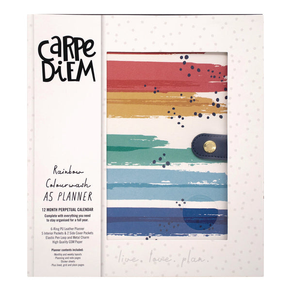 A5 Planner, Color Wash, 10.24 x 9.25, Blue/Green/Red/Yellow Cover, 12-Month (PUK9179CD) Each